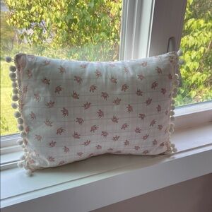Rosebud Pillow with ball fringe
